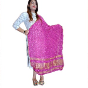 Rajasthani Women's Art Silk Bandhej Bandhani Ghatchola Dupattas for Women and Girls Boho Bandhani Stole Wedding Dupatta Bandhej Scarf
