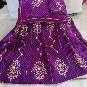Lehenga Choli Rajasthani Style Georgette Leheriya Traditional Lehenga with Heavy Gottapatti Work Wedding Partwear Chaniya Choli