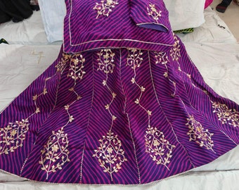 Georgette Leheriya Lehenga Choli: Rajasthani Gottapatti Partwear