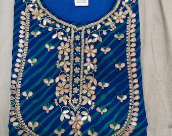 Georgette Leheriya Kurti: Hand Gotta Patti Zardoji Work, Party Wear