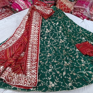 Rajasthani Zari Gotta Lehenga met Bandhani Dupatta: Navratri Garba-outfit