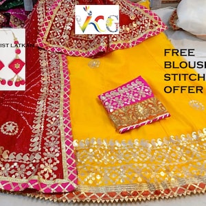 Rajasthani jaipuri bandhej lehenga chaniya Choli with Gota Work New Style In Contras Look Give&#39;s a Perfect Look Lehenga Choli