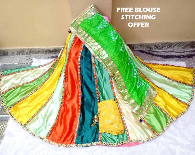 Multicolor Mono Satin Silk Thread-Sequence Embroidery Work Lehenga Choli is a luxurious ethnic outfit that combine traditional craftsmanship