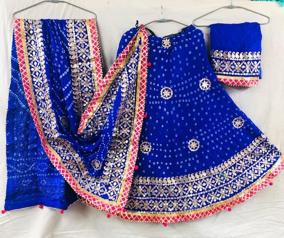 Indian Rajasthani Designer Bandhej Art Silk Chaniya Choli With