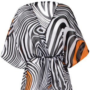 Stunning Sheer Kimono Robe for Women, Zebra Print Beach Cover up or Bathrobe. Zebra Print Robe. One Size Fits UK 10-18 (Zebra)