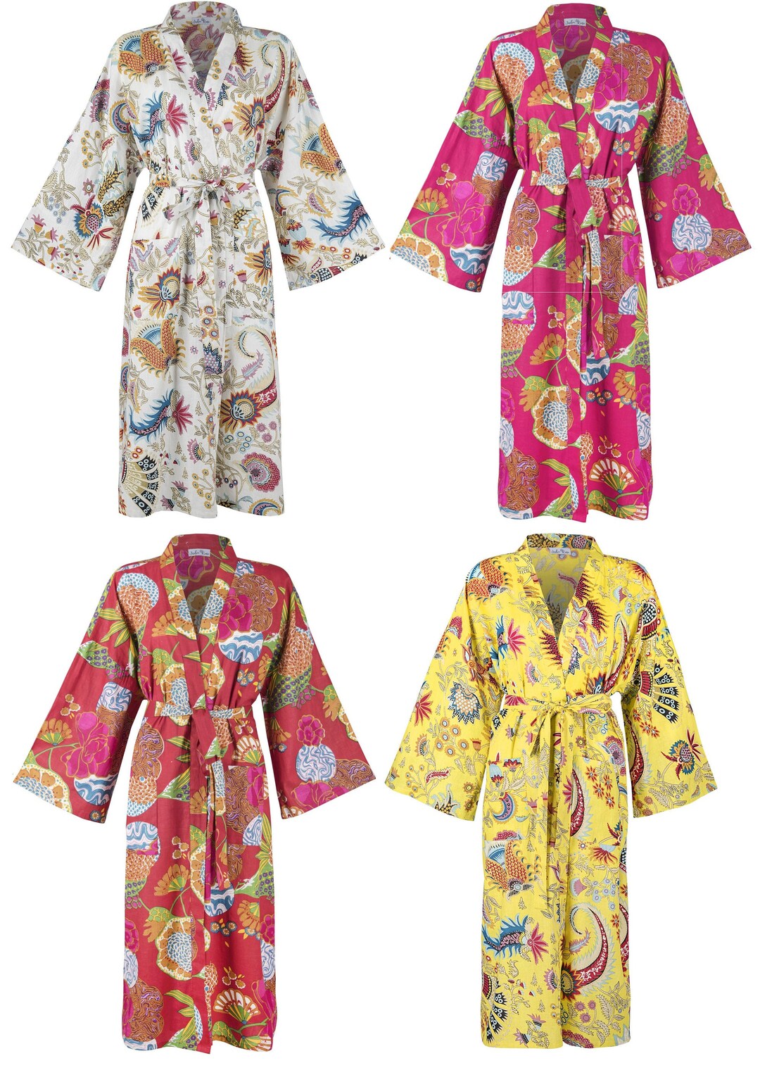100 Cotton Women's Dressing Gowns Lightweight Kimono Etsy