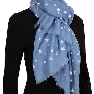 Ladies Star Scarves in 6 Colours, Lightweight, Ultra Soft. Wear as a Scarf, Sarong or Head Scarf. Extra Large 70x200cms
