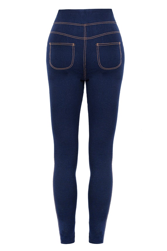 Leggings con forro polar para mujer en negro y azul, cintura alta de ajuste  increíble, muy elásticos, parecen jeans. Talla única que se adapta  perfectamente 10-16 -  México