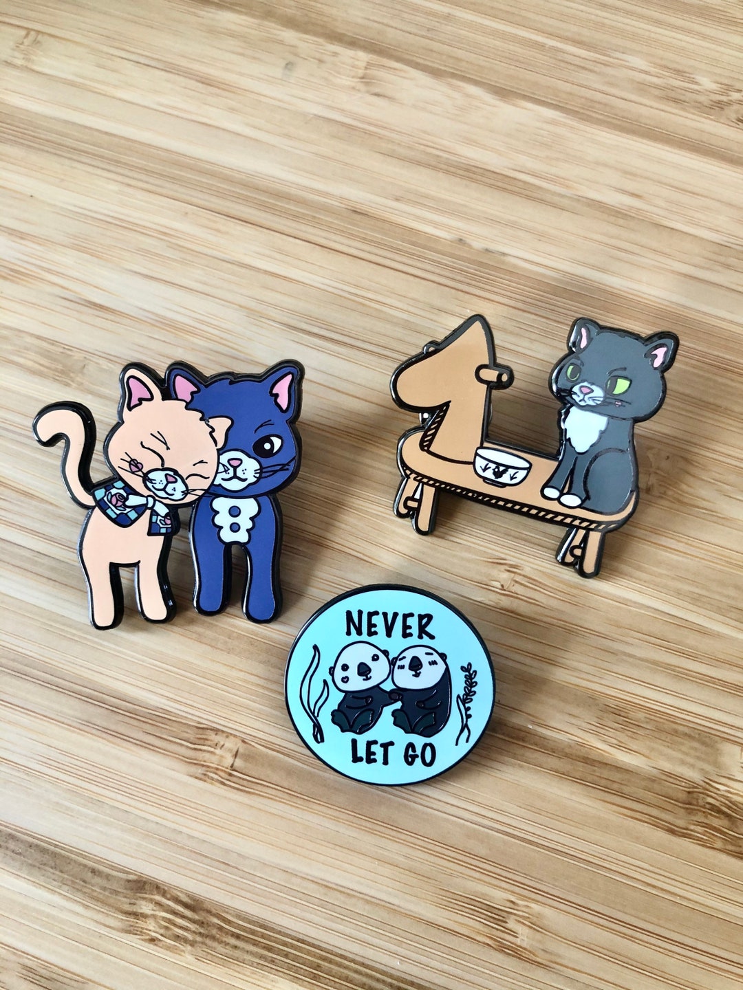 Otter and Cat Enamel Pins - Etsy