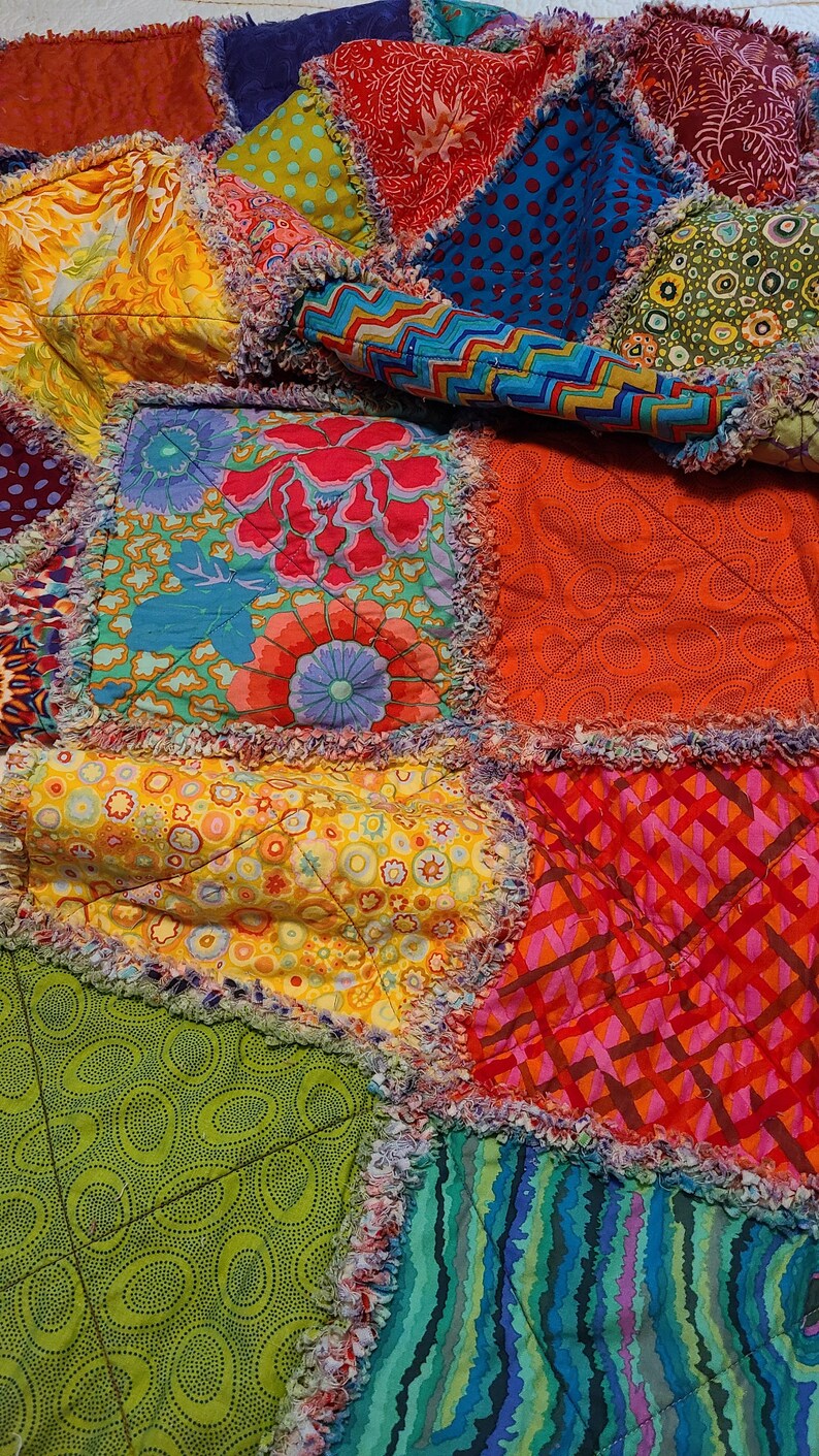 Blast of Bohemian Rag Quilt Colorful Rag Quilt Etsy