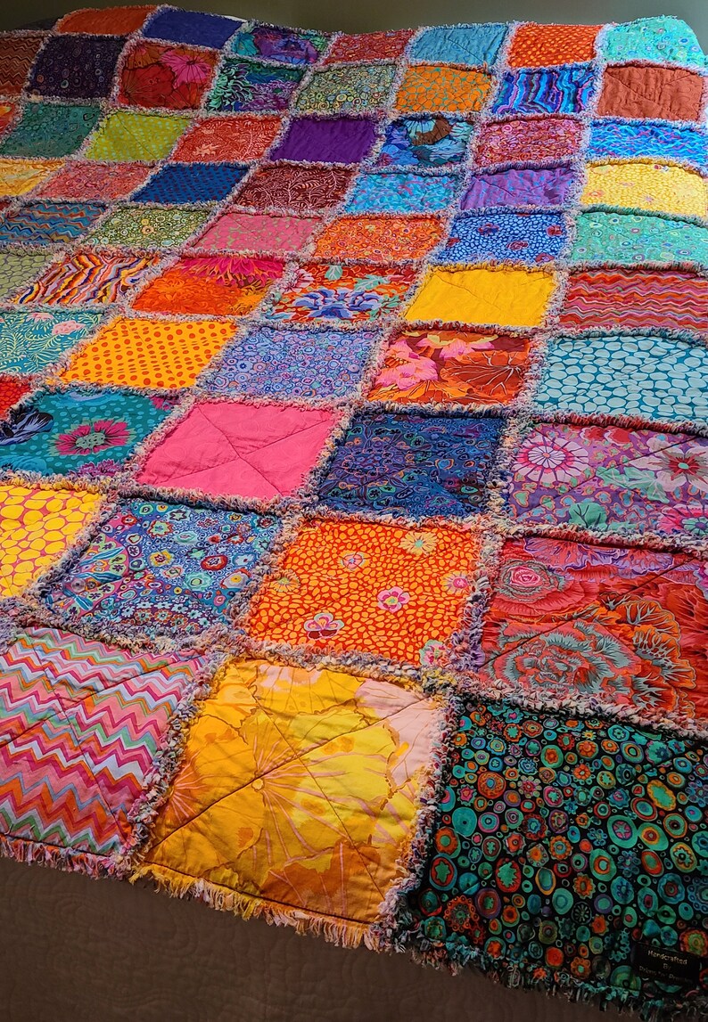 Blast of Bohemian Rag Quilt Colorful Rag Quilt Etsy