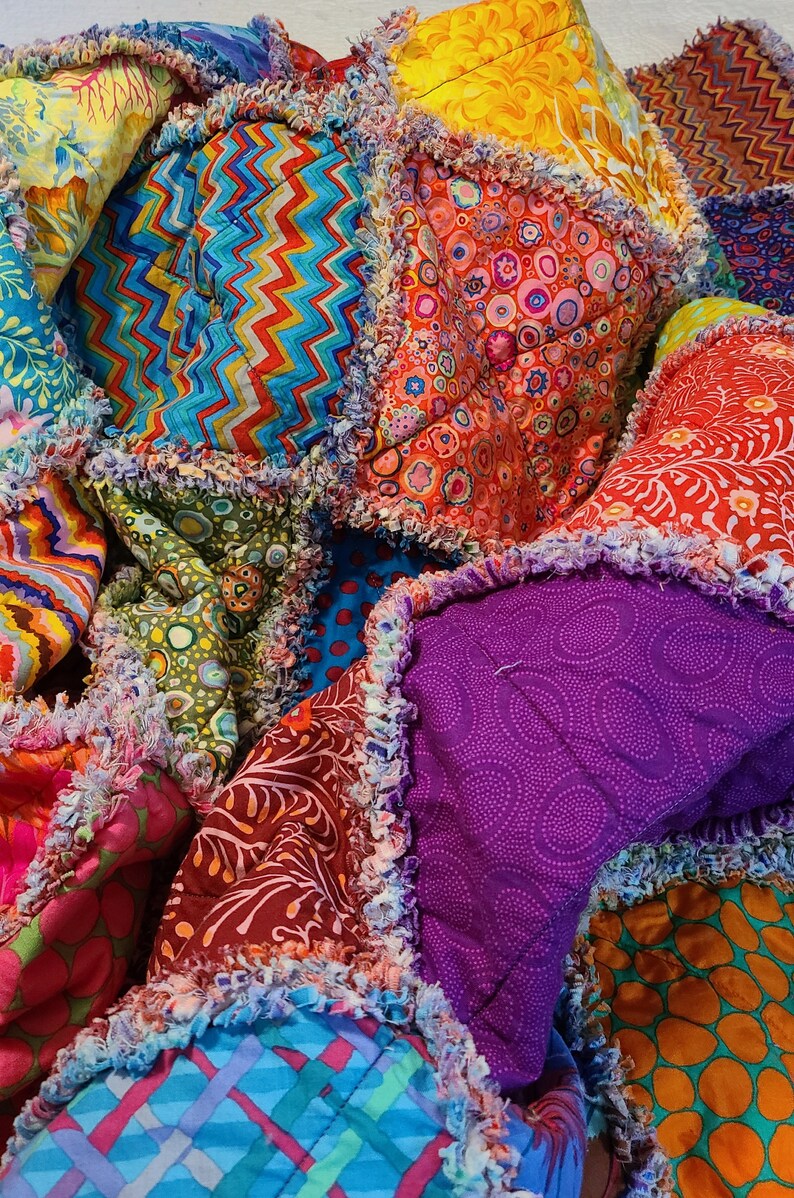 Blast of Bohemian Rag Quilt Colorful Rag Quilt Etsy