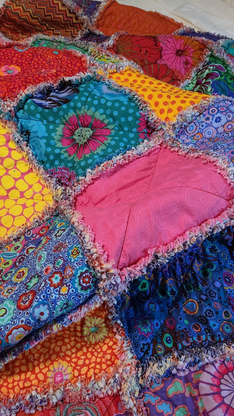 Blast of Bohemian Rag Quilt Colorful Rag Quilt Etsy