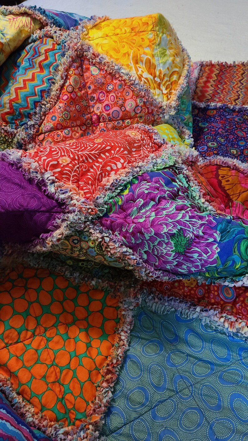 Blast of Bohemian Rag Quilt Colorful Rag Quilt Etsy