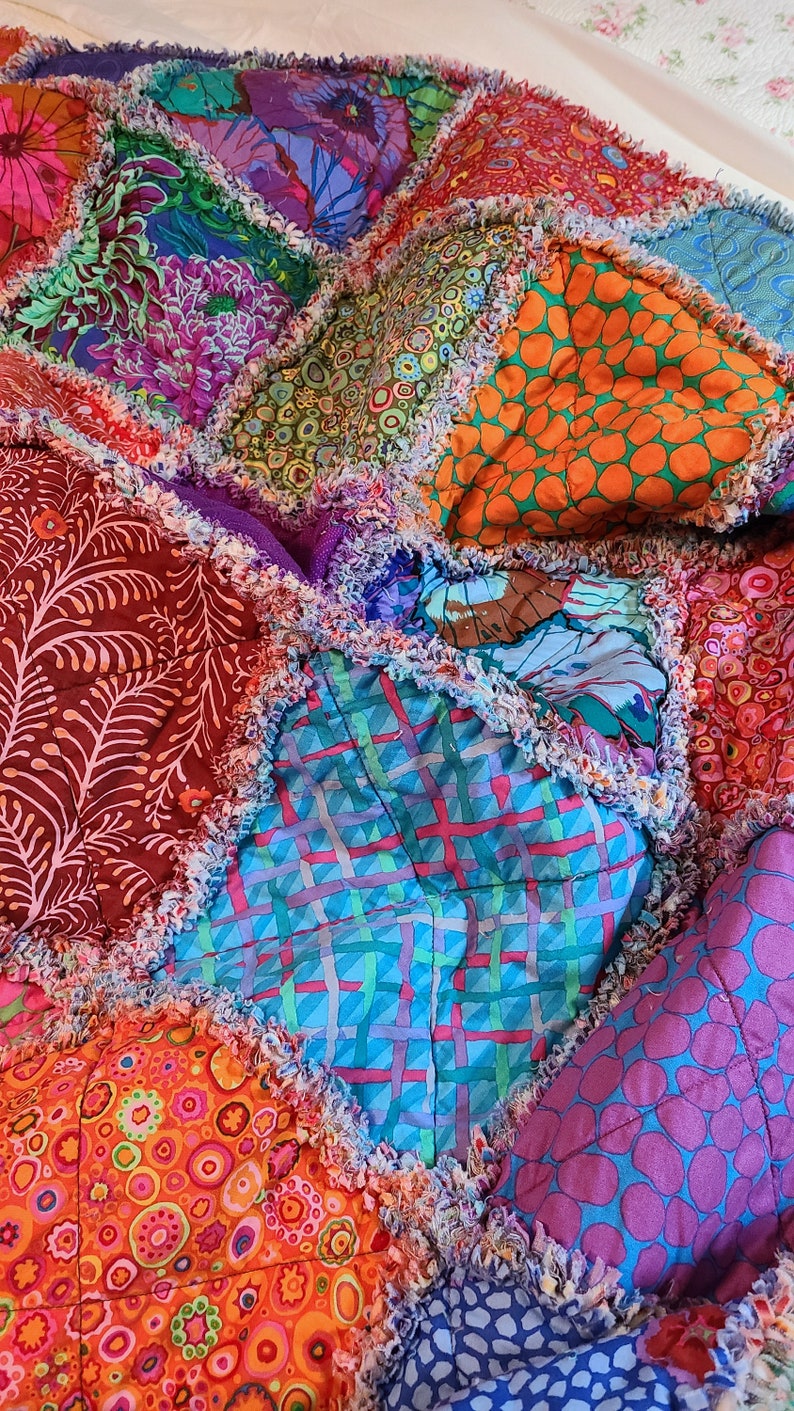 Blast of Bohemian Rag Quilt Colorful Rag Quilt Etsy