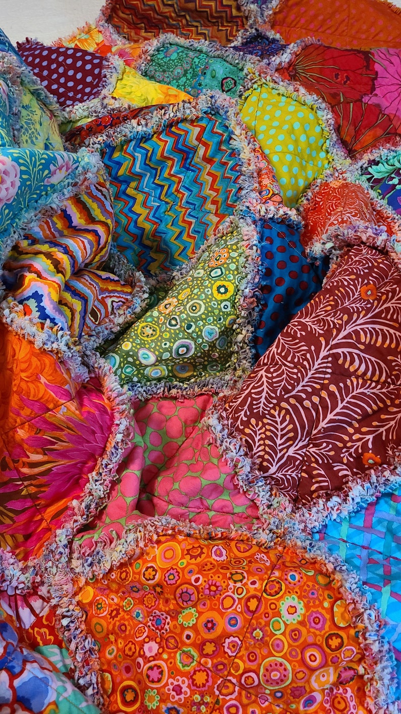 Blast of Bohemian Rag Quilt Colorful Rag Quilt Etsy