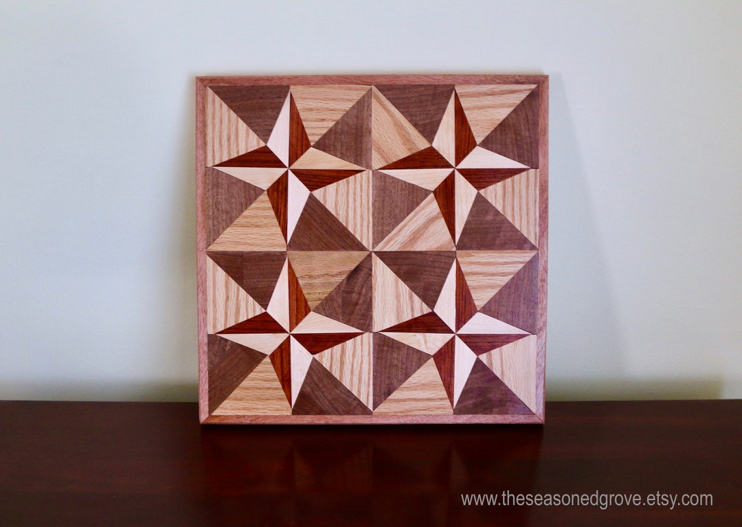 4 Point Star Wood Barn Quilt Art, Inspired by Classic Quilting Patterns