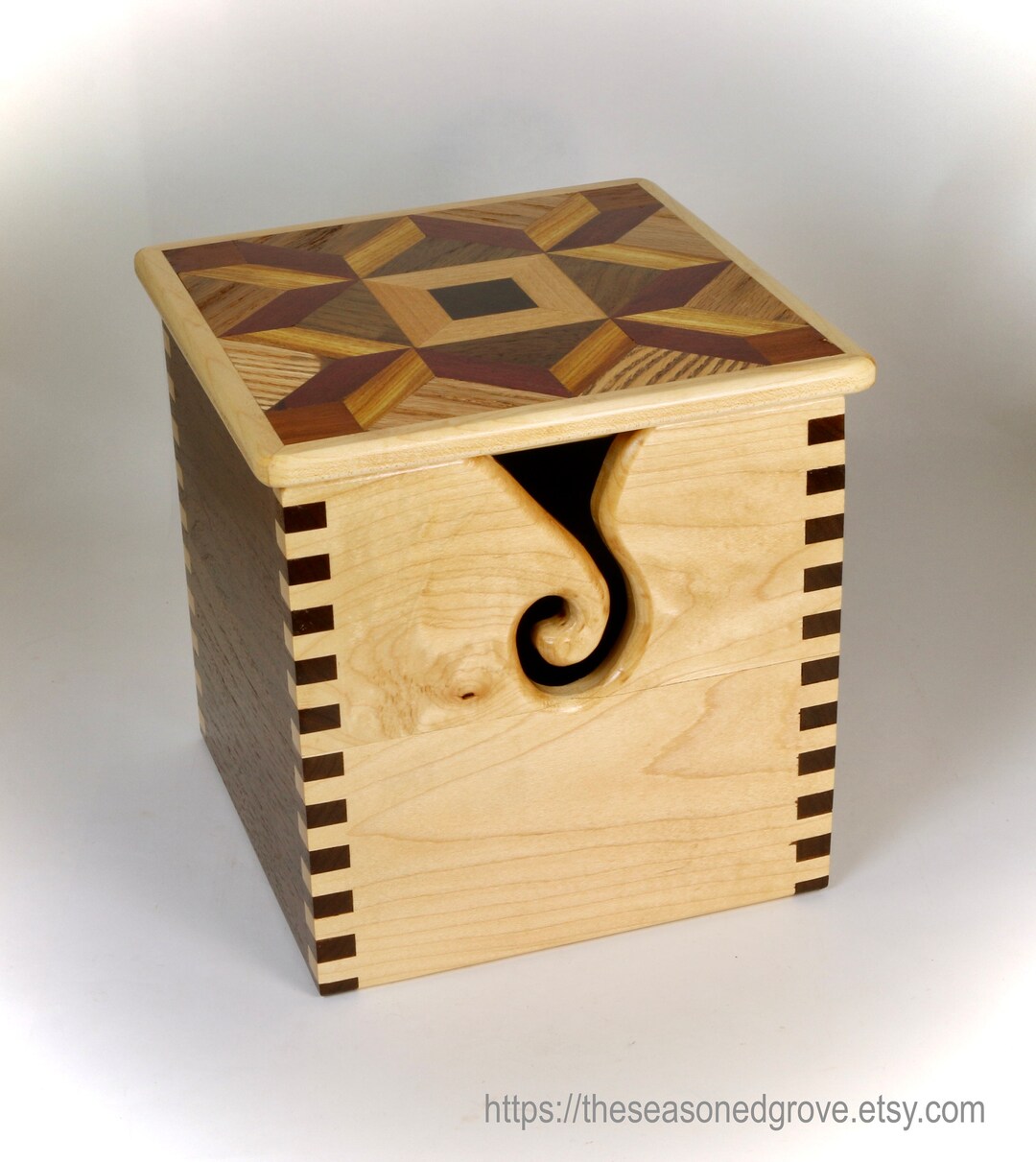 Wood Yarn Box With a Top Lid. doves at the Window Etsy