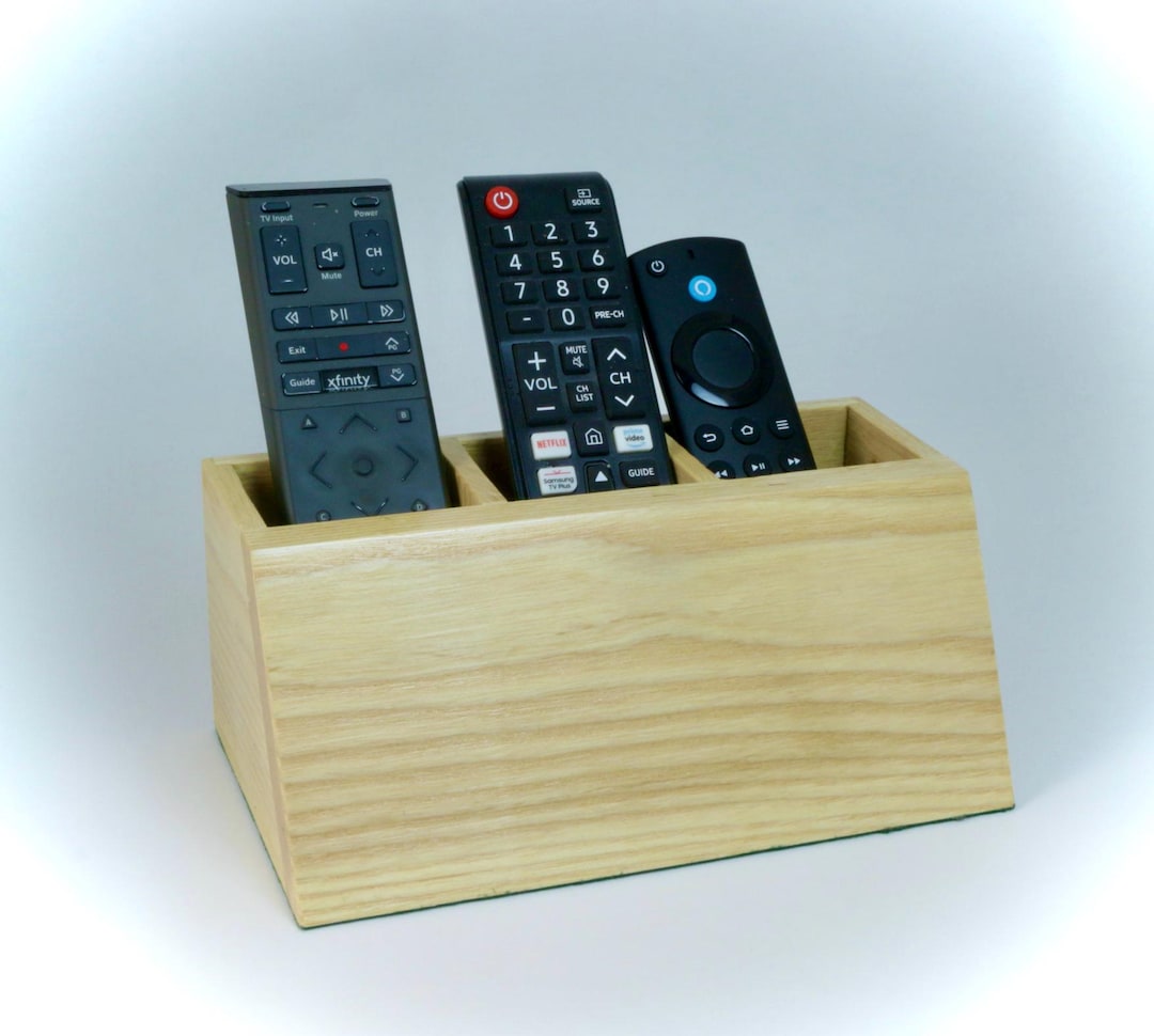 Handmade Wood TV Remote Control Caddy to Hold 3 Remotes. Made of Ash ...