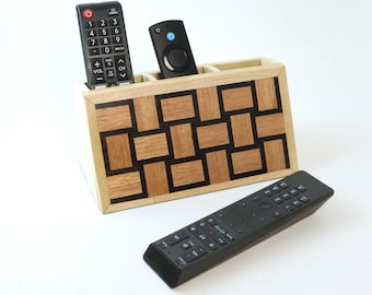 Handmade Wood Remote Control Organizer - Decorative Wood Caddy for TV Remotes.