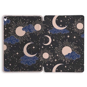 iPad case Aesthetic Moon Cute Stars case for iPad 10th 10.2 9th Air 5 10.9 Pro 11 12.9 10.5 9.7 Mini 6 Clouds Sun Space Pattern Sky cover