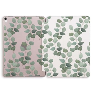 iPad case Aesthetic Cute Floral Pattern case for iPad 10th 10.2 9th Air 5 4 10.9 Pro 11 12.9 10.5 9.7 Mini 6 Green Leaves Eucalyptus cover