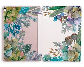 Étui iPad Plantes vertes succulentes Floral iPad Air 5 iPad 10e 9e iPad Pro 12.9 11 pouces Mini 6 iPad 10.2 10.9 Étui d’art botanique esthétique