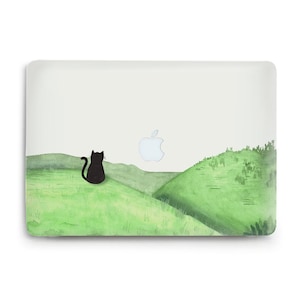Custodia per MacBook Gatto carino Natura estiva MacBook Pro 13 MacBook Air 13 15 pollici m2 m3 m4 Pro 14 16 Gatto nero Stile cartone animato kawaii Custodia carina