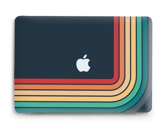 MacBook case for men Retro rainbow stripes MacBook Pro 13 MacBook Air 13 m2 Pro 14 Pro 16 inch m1 Pro 15 Aesthetic trendy geometric case