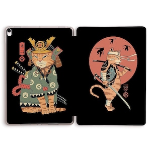 iPad case Orange Cats Cute Japanese case for iPad 10th Air 5 Pro 11 12.9 10.2 10.9 10.5 Mini 6th Aesthetic Funny Cat Samurai Trendy cover