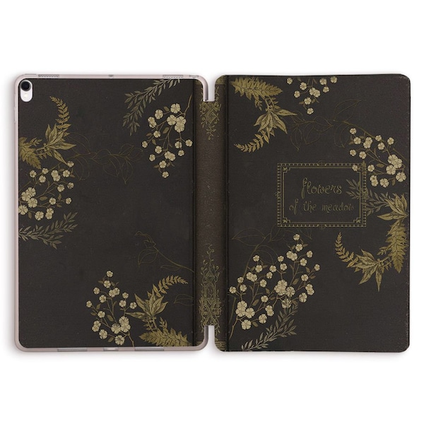 iPad case Vintage Aesthetic Book Flowers case for iPad 10th 10.2 9th Air 5 10.9 Pro 11 12.9 10.5 9.7 Mini 6 Cute Plants Retro Old Book cover