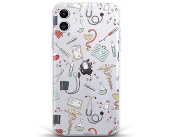 iPhone case for Nurse Doctor Cute Trendy case for iPhone 14 13 12 11 Pro Max SE 2022 Pixel 7 Samsung s22 Nursing Medical Clear Design cover