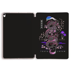 iPad case Japan Aesthetic Dragon Japanese case for iPad 10th 10.2 Air 5 4 10.9 Pro 11 12.9 10.5 9.7 Mini 6 Black Pink Vaporwave Trendy cover