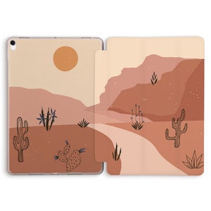 iPad case Aesthetic Nature Cute Cactus case for iPad 10th 10.2 9th Air 5 10.9 Pro 11 12.9 10.5 9.7 Mini 6 Neutral Brown Desert Design cover