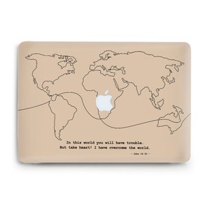 Coque MacBook Citation chrétienne Esthétique neutre MacBook Pro 13 MacBook Air 13 m2 m3 Air 15 pouces Pro 14 16 Carte du monde Verset biblique Coque Line art