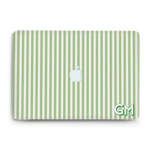 MacBook case Personalized initials Green stripes MacBook Pro 13 Air 13 15 m2 m3 m4 MacBook Pro 14 16 Custom monogram Aesthetic simple case