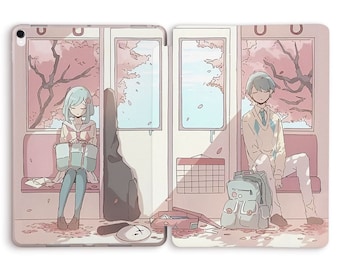 iPad case Anime Kawaii Aesthetic Japanese case for iPad 10th 10.2 Air 5 Pro 11 12.9 10.5 9.7 Mini 6 Cute Japan Pink Trees Trendy Girly case