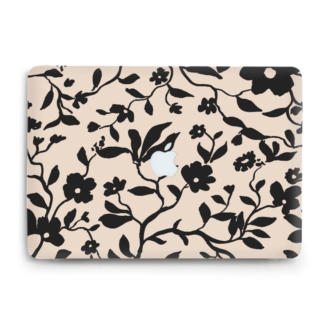 MacBook Case Black Flowers Aesthetic Abstract MacBook Air 13 15 M5 2026 ...