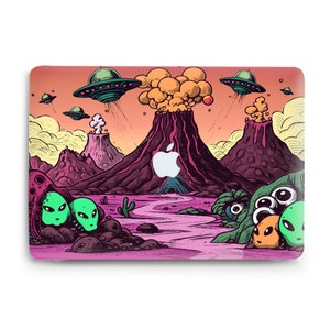 MacBook case Funny aliens Purple planet MacBook Pro 13 MacBook Air 13 m2 Air 15 inch Pro 14 16 Cute UFO design for boys men Nerd case