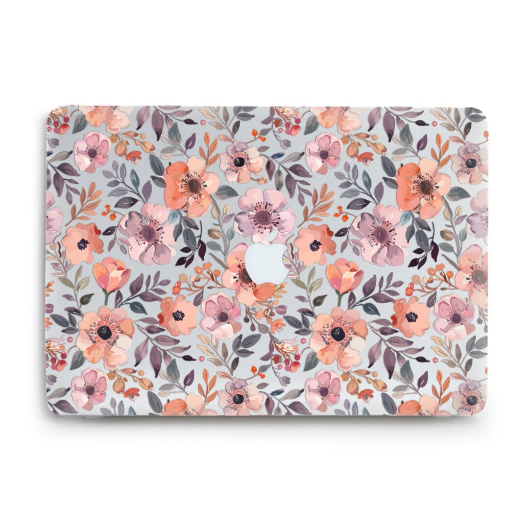 MacBook Case Cute Orange Beige Flowers MacBook Pro 13 MacBook Air 13 15 ...