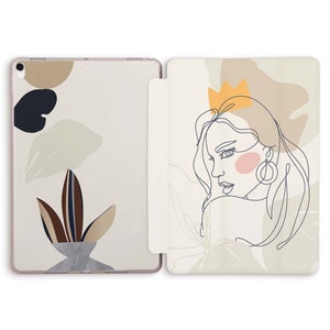iPad case Aesthetic Line Art Girl case for iPad 10th 10.2 9th gen Air 5 10.9 Pro 11 12.9 10.5 9.7 Mini 6 Trendy Girly Abstract Modern cover