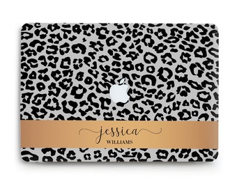 Macbook case Custom Name Aesthetic Leopard case for Macbook Air 13 Pro 13 M2 M1 Pro 16 14 15 12 Personalized Girly Trendy Unique Hard cover