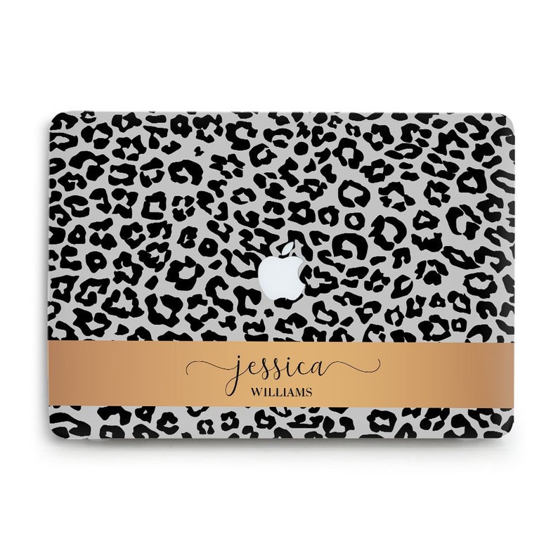 MacBook case Custom Name Aesthetic Leopard case for MacBook Air 13 Pro 13 M2 M1 Pro 16 14 15 12 Personalized Girly Trendy Unique Hard cover image 1