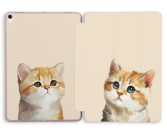 iPad case Cute Cats Aesthetic Kawaii case for iPad 10th 10.2 Air 5 Pro 11 12.9 10.5 9.7 Mini 6 Funny Cat Animals for Kids Girls Trendy cover