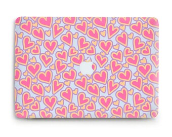MacBook case Cute retro preppy hearts MacBook Pro 13 MacBook Air 13 15 inch m2 m3 m4 Pro 14 16 Girly pink heart design Trendy case for girls