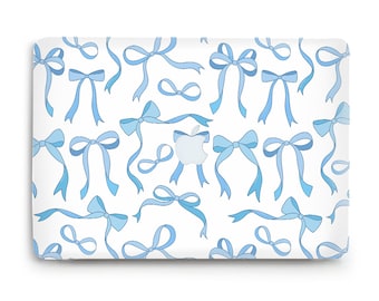 MacBook case Blue bows Cute aesthetic MacBook Pro 13 MacBook Air 13 m2 m3 Air 15 inch Pro 14 16 Pretty girly pattern with ribbons bows case
