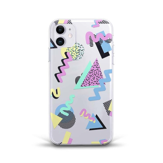 iPhone case Retro 90s Abstract Trendy case for iPhone 14 13 12 11 Pro Max  2022 XR Pixel Samsung s22 Geometric Pink Blue Old Pattern cover