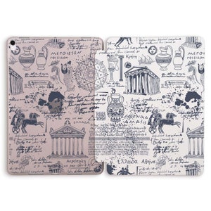 iPad case Aesthetic Greece Antique Pattern case for iPad 10th 10.2 9th gen Air 5 10.9 Pro 11 12.9 10.5 9.7 Mini 6 Trendy Greek Design cover