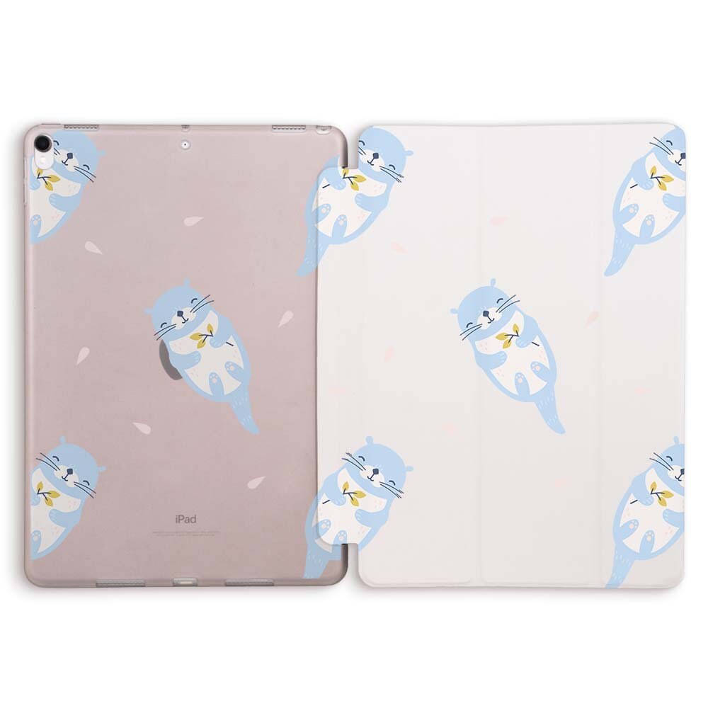 iPad Case cute otter boho kawaii animal pattern minimalism aesthetic pastel Case For iPad 9.7 10.2 Pro 9.7 10.5 11 12.9 Air 2 3 Mini 4 5