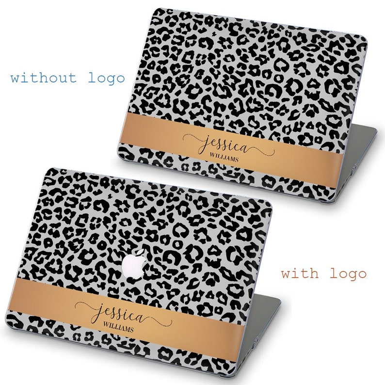 MacBook case Custom Name Aesthetic Leopard case for MacBook Air 13 Pro 13 M2 M1 Pro 16 14 15 12 Personalized Girly Trendy Unique Hard cover image 3